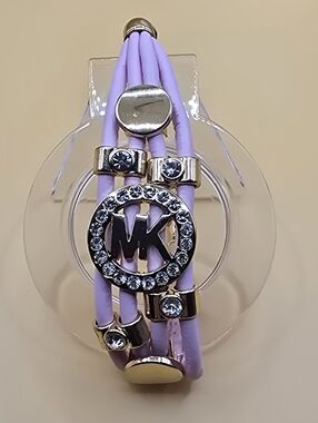Michael Kors Leather Bracelet With Crystal Accents